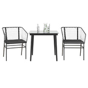 Tuinset 3-delig poly rattan zwart met kussens