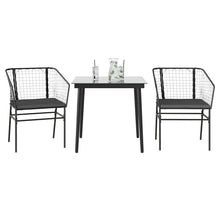 3-Delige Tuinset Met Kussens Poly Rattan Glas Zwart 2 80 x 80 x 74 cm Ja