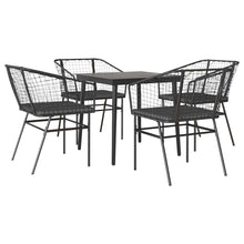 5-Delige Tuinset Met Kussens Poly Rattan Glas Zwart 4 80 x 80 x 74 cm Ja