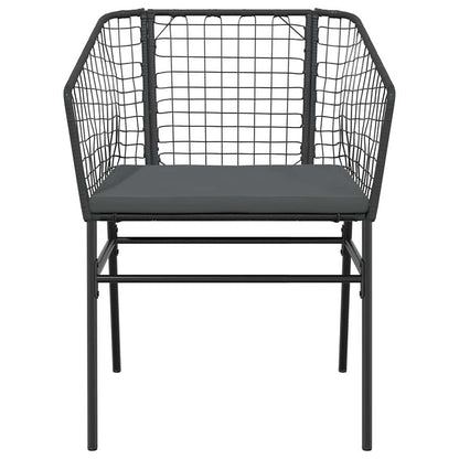 5-Delige Tuinset Met Kussens Poly Rattan Glas Zwart 4 80 x 80 x 74 cm Ja