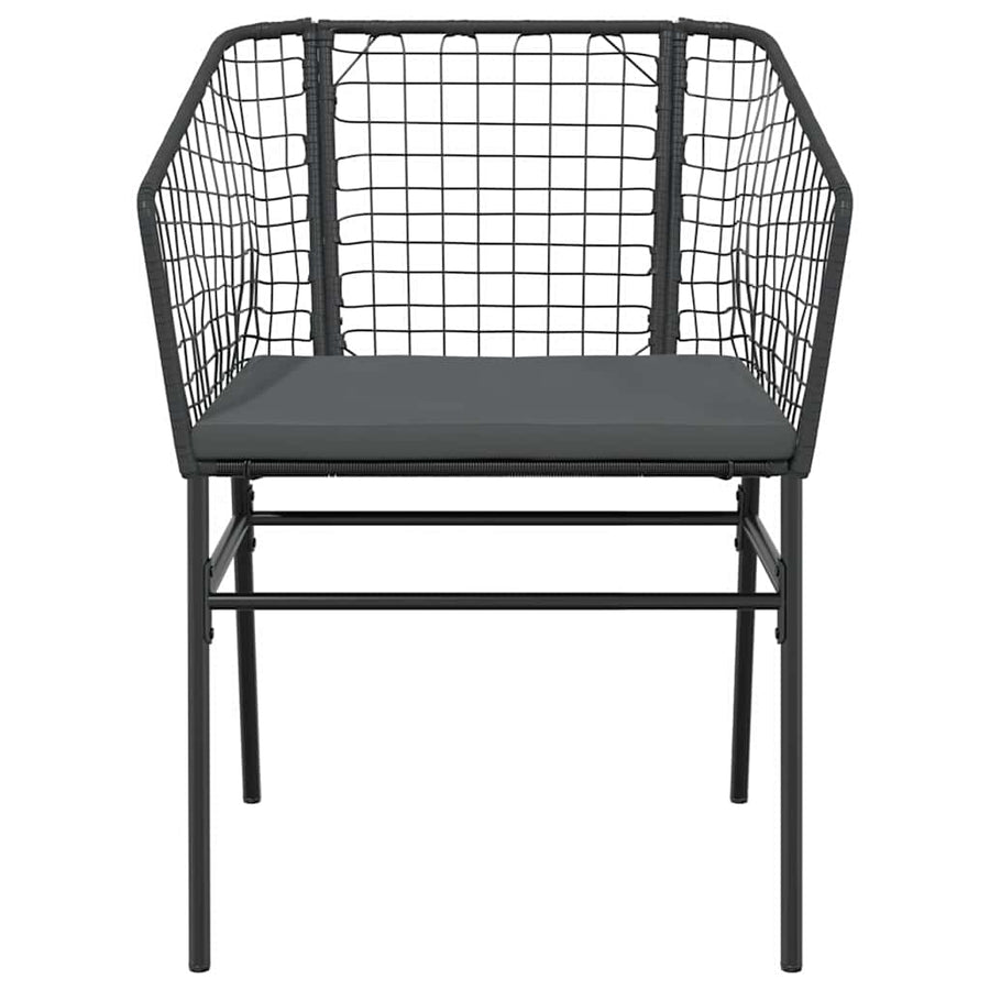 5-Delige Tuinset Met Kussens Poly Rattan Glas Zwart 4 80 x 80 x 74 cm Ja