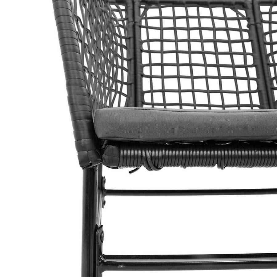 5-Delige Tuinset Met Kussens Poly Rattan Glas Zwart 4 80 x 80 x 74 cm Ja