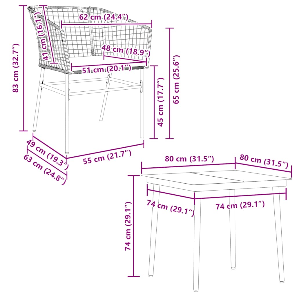 5-Delige Tuinset Met Kussens Poly Rattan Glas Zwart 4 80 x 80 x 74 cm Ja