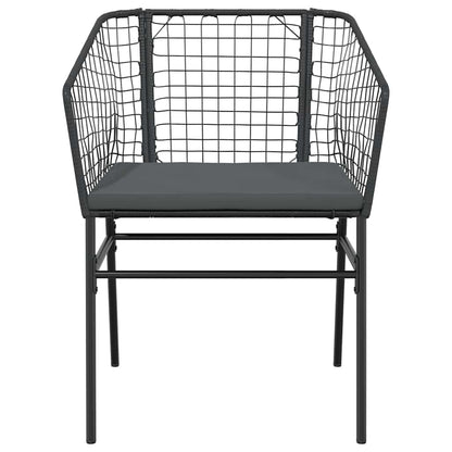 5-Delige Tuinset Met Kussens Poly Rattan Glas Zwart 4 140 x 70 x 74 cm Ja