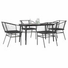 Tuinset 5-delig poly rattan zwart met kussens