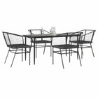 Tuinset 5-delig poly rattan zwart met kussens