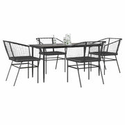 Tuinset 5-delig poly rattan zwart met kussens