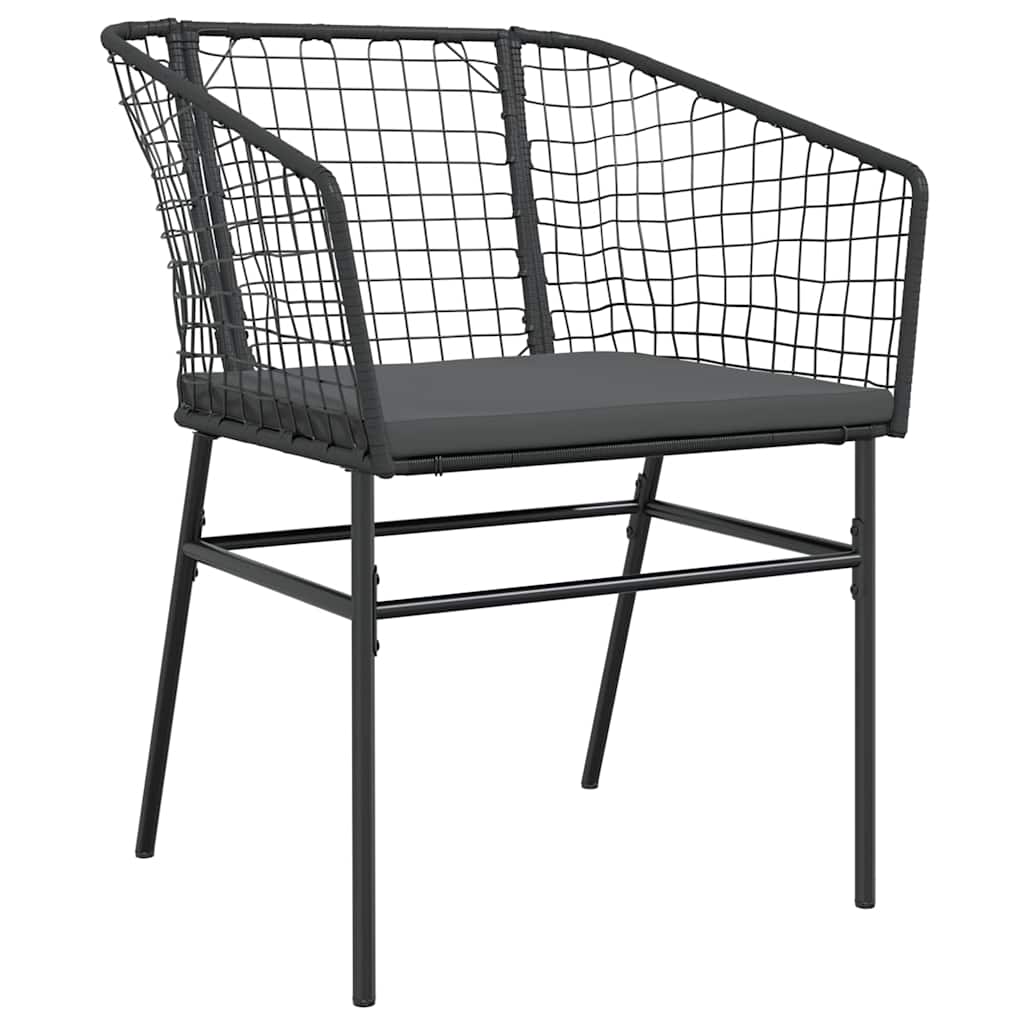 7-Delige Tuinset Met Kussens Poly Rattan Glas Zwart 6 160 x 80 x 74 cm Ja