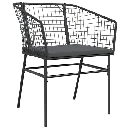 7-Delige Tuinset Met Kussens Poly Rattan Glas Zwart 6 160 x 80 x 74 cm Ja