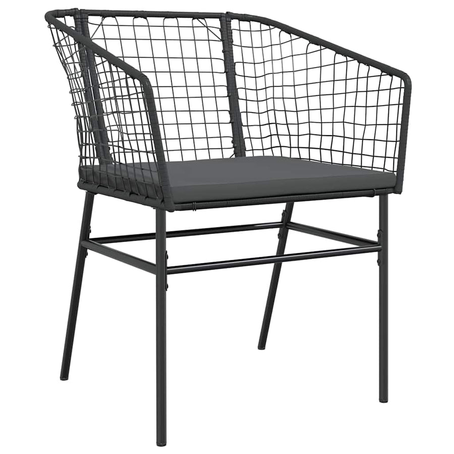 7-Delige Tuinset Met Kussens Poly Rattan Glas Zwart 6 160 x 80 x 74 cm Ja