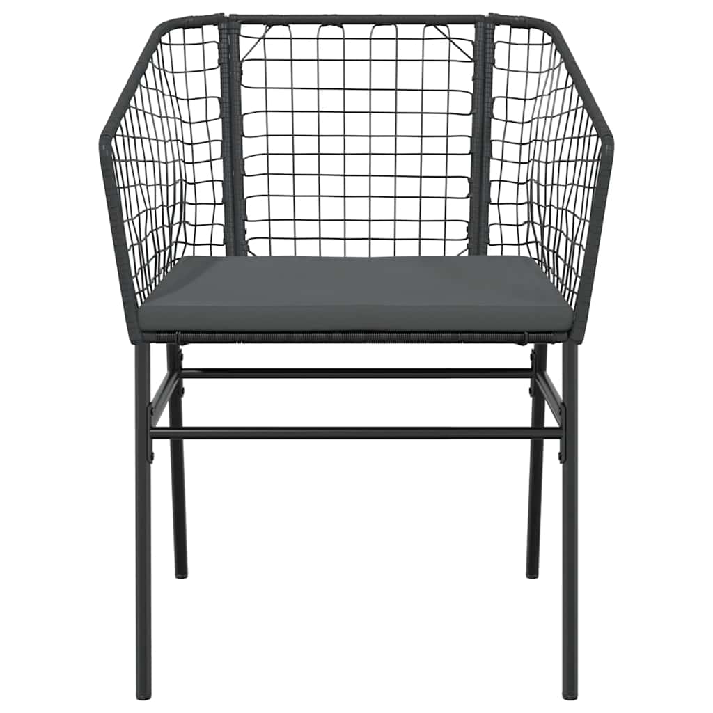 7-Delige Tuinset Met Kussens Poly Rattan Glas Zwart 6 160 x 80 x 74 cm Ja