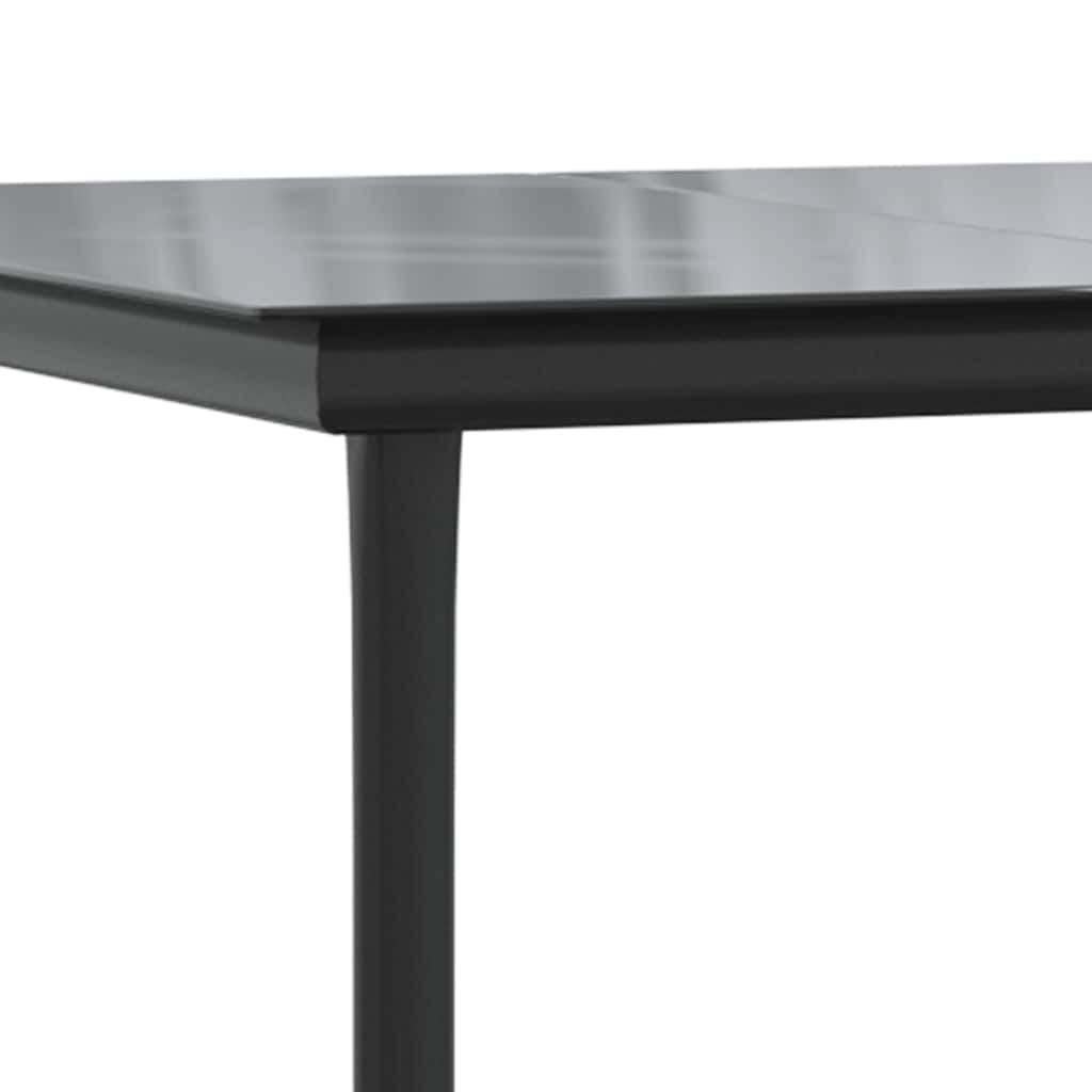 7-Delige Tuinset Met Kussens Poly Rattan Glas Zwart 6 160 x 80 x 74 cm Ja