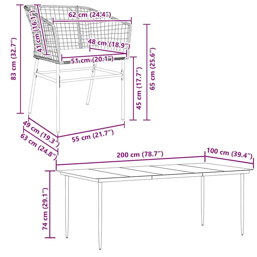 9-Delige Tuinset Met Kussens Poly Rattan Glas Zwart 8 200 x 100 x 74 cm Ja