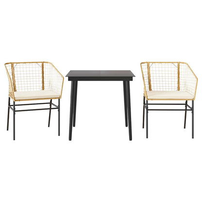 3-Delige Tuinset Met Kussens Poly Rattan Glas Bruin 2 80 x 80 x 74 cm Ja