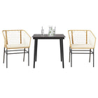 Tuinset 3-delig poly rattan bruin met glas tafel