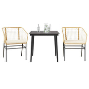 Tuinset 3-delig poly rattan bruin met glas tafel