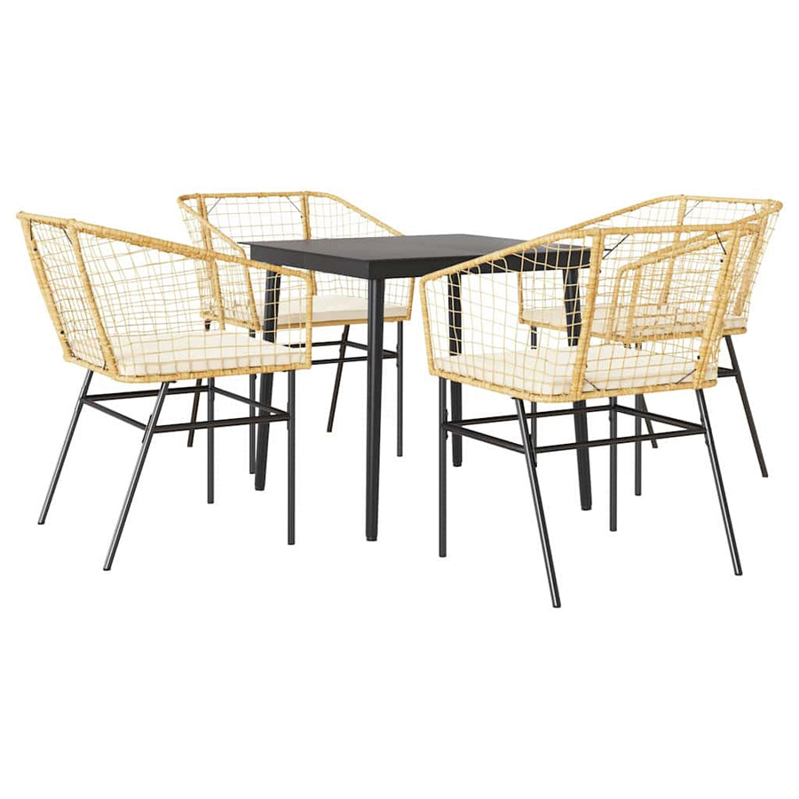 5-Delige Tuinset Met Kussens Poly Rattan Glas Bruin 4 80 x 80 x 74 cm Ja
