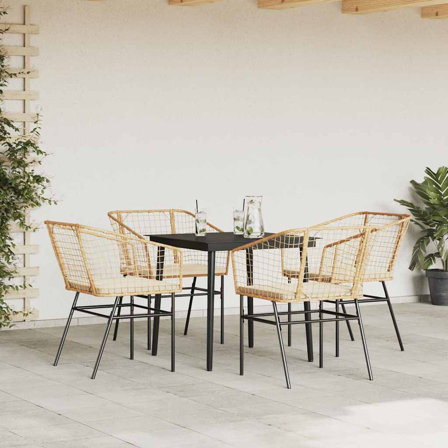 5-Delige Tuinset Met Kussens Poly Rattan Glas Bruin 4 80 x 80 x 74 cm Ja