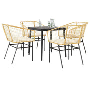 Tuinset 5-delig poly rattan bruin glas