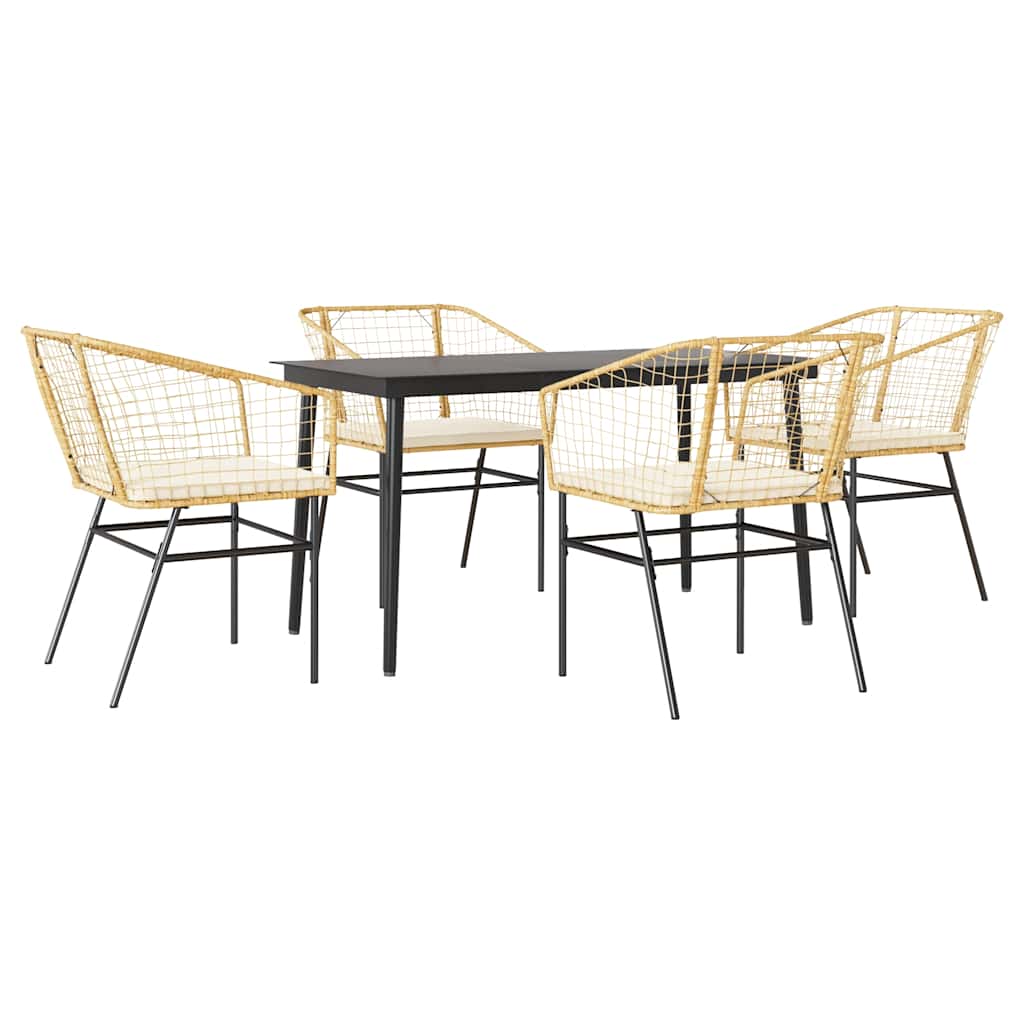 5-Delige Tuinset Met Kussens Poly Rattan Glas Bruin 4 140 x 70 x 74 cm Ja
