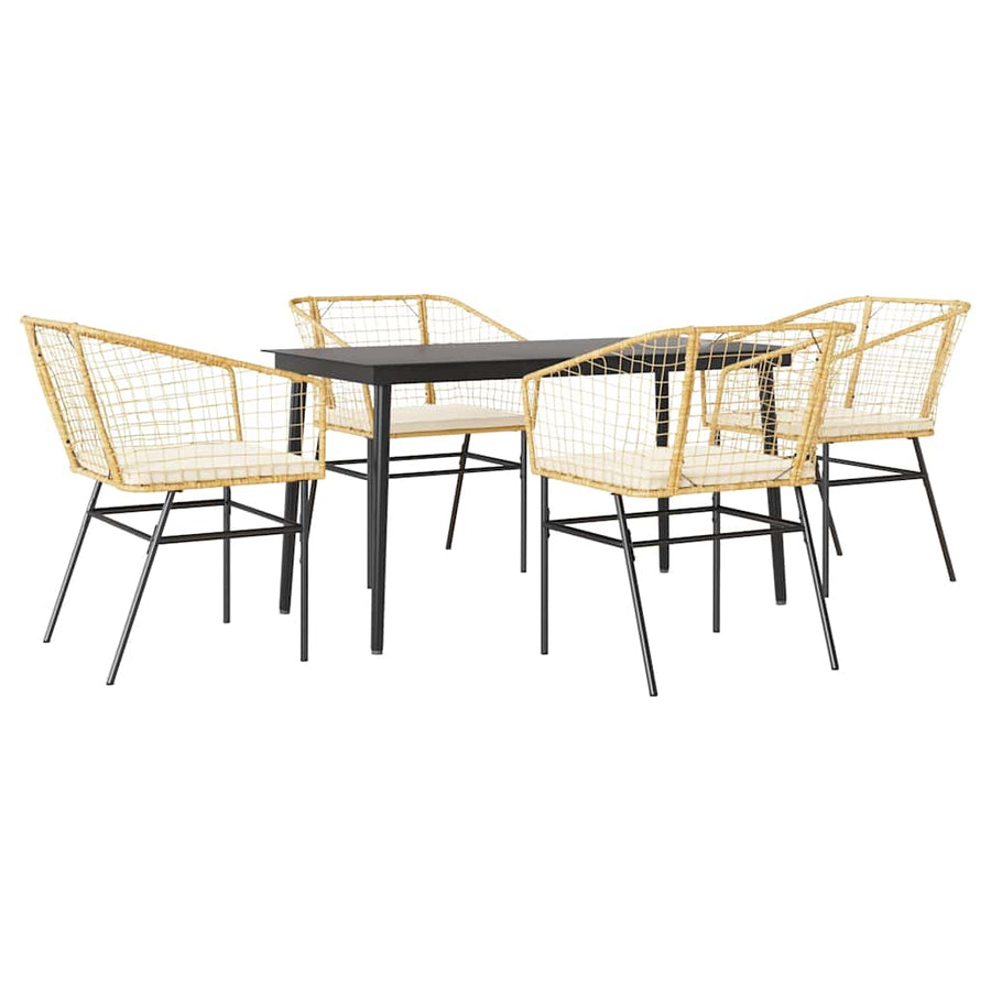 5-Delige Tuinset Met Kussens Poly Rattan Glas Bruin 4 140 x 70 x 74 cm Ja