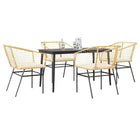 Tuinset poly rattan 5-delig bruin glas