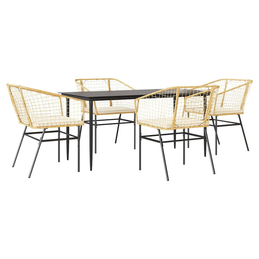 5-Delige Tuinset Met Kussens Poly Rattan Glas Bruin 4 160 x 80 x 74 cm Ja