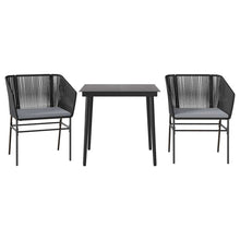 3-Delige Tuinset Met Kussens Poly Rattan Glas 2 80 x 80 x 74 cm Zwart
