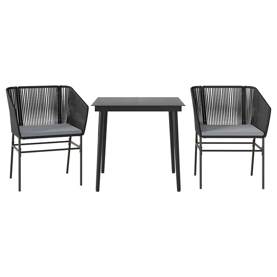 3-Delige Tuinset Met Kussens Poly Rattan Glas 2 80 x 80 x 74 cm Zwart