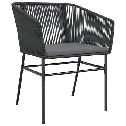 3-Delige Tuinset Met Kussens Poly Rattan Glas 2 80 x 80 x 74 cm Zwart