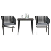 Tuinset 3-delig poly rattan zwart glas