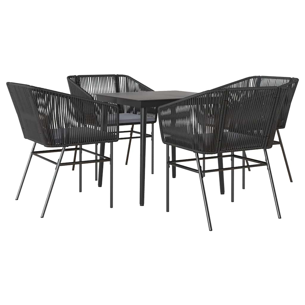 5-Delige Tuinset Met Kussens Poly Rattan Glas 4 80 x 80 x 74 cm Zwart