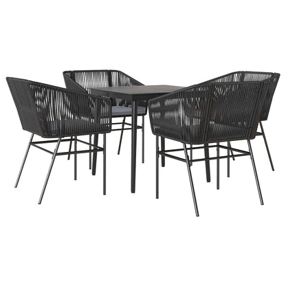 5-Delige Tuinset Met Kussens Poly Rattan Glas 4 80 x 80 x 74 cm Zwart