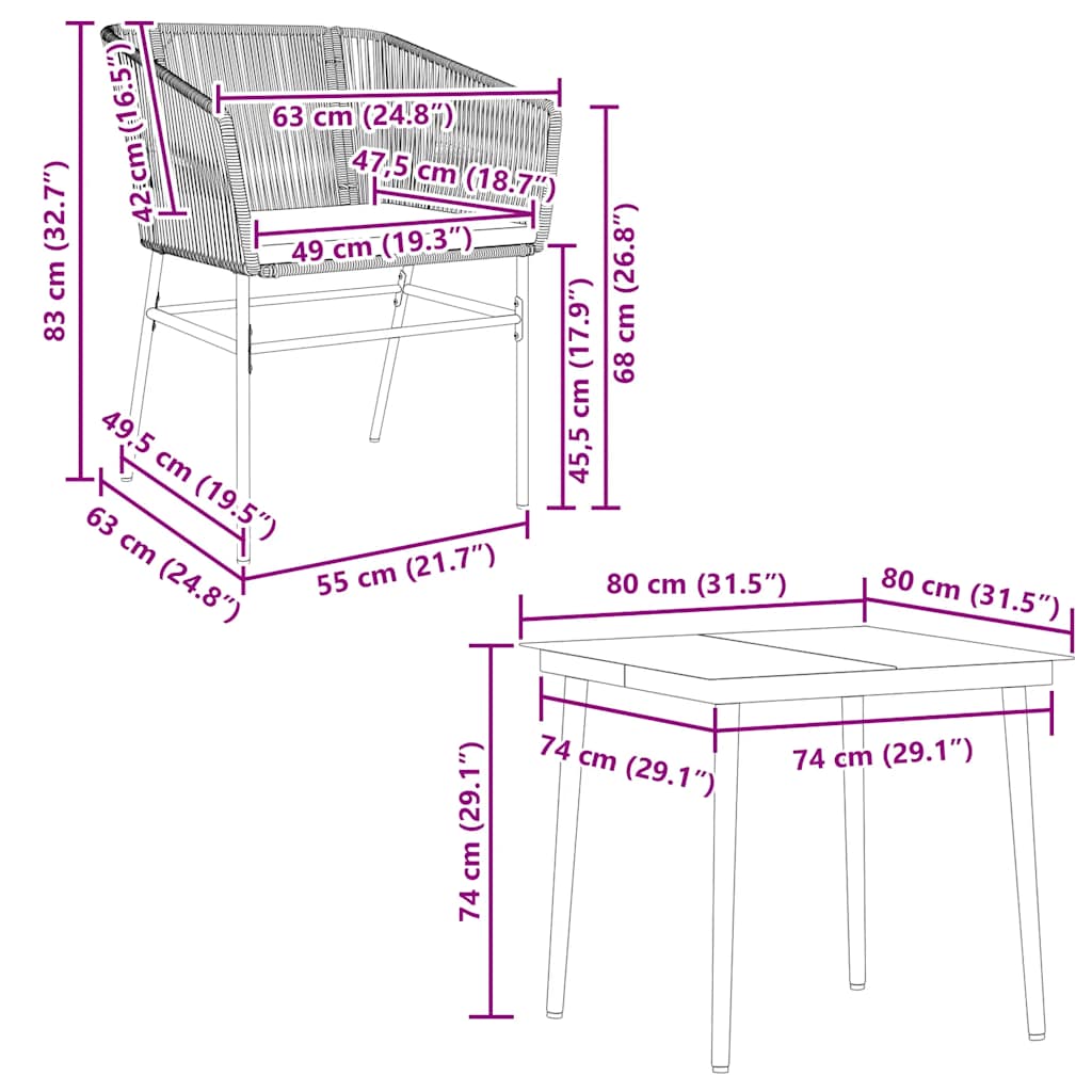 5-Delige Tuinset Met Kussens Poly Rattan Glas 4 80 x 80 x 74 cm Zwart