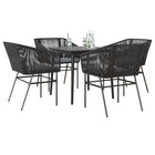 Tuinset 5-delig poly rattan zwart met kussens