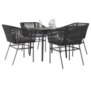 Tuinset 5-delig poly rattan zwart met kussens