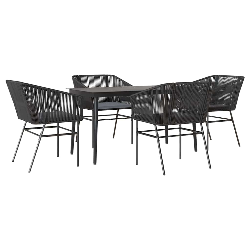 5-Delige Tuinset Met Kussens Poly Rattan Glas 4 140 x 70 x 74 cm Zwart