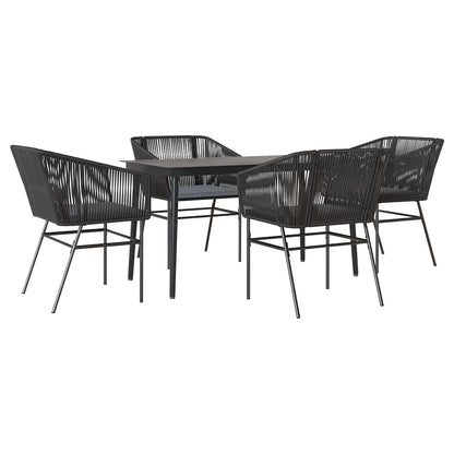 5-Delige Tuinset Met Kussens Poly Rattan Glas 4 140 x 70 x 74 cm Zwart