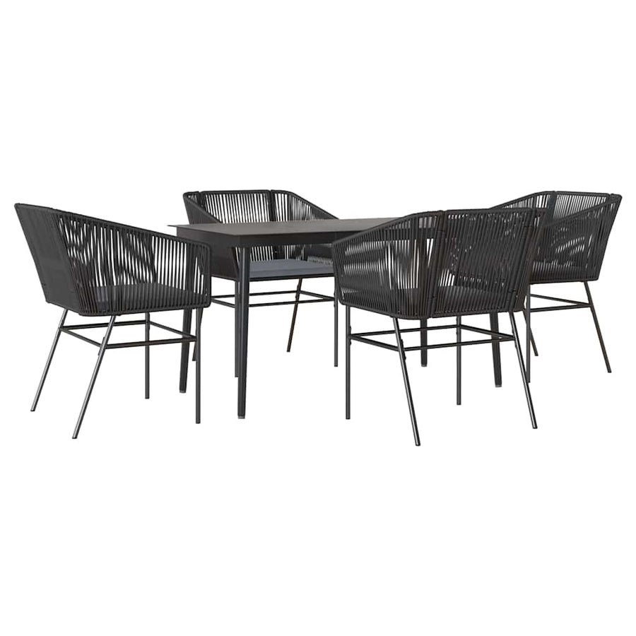 5-Delige Tuinset Met Kussens Poly Rattan Glas 4 140 x 70 x 74 cm Zwart