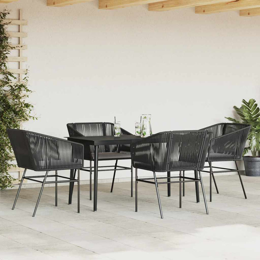 5-Delige Tuinset Met Kussens Poly Rattan Glas 4 140 x 70 x 74 cm Zwart