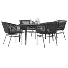 Tuinset 5-delig poly rattan zwart met kussens