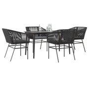 Tuinset 5-delig poly rattan zwart met kussens