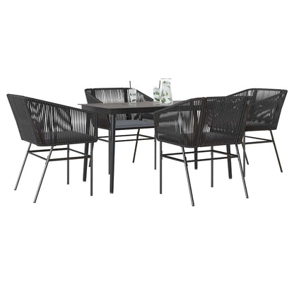 5-Delige Tuinset Met Kussens Poly Rattan Glas 4 140 x 70 x 74 cm Zwart