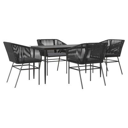 5-Delige Tuinset Met Kussens Poly Rattan Glas 4 160 x 80 x 74 cm Zwart