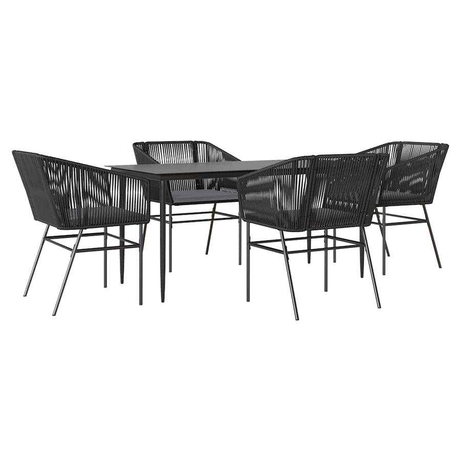 5-Delige Tuinset Met Kussens Poly Rattan Glas 4 160 x 80 x 74 cm Zwart