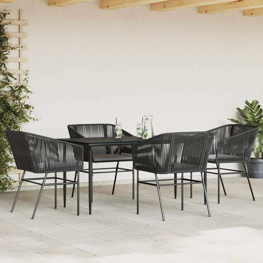 5-Delige Tuinset Met Kussens Poly Rattan Glas 4 160 x 80 x 74 cm Zwart