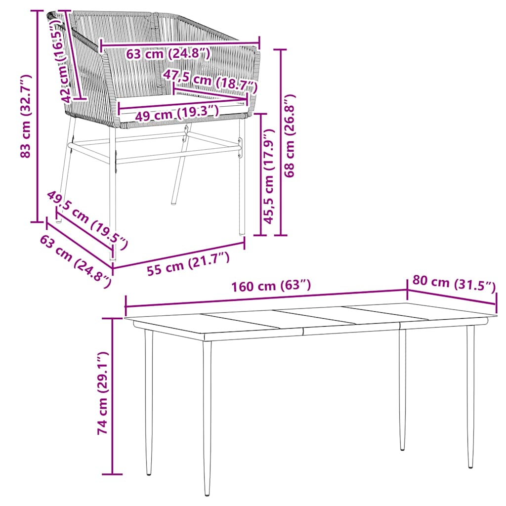 5-Delige Tuinset Met Kussens Poly Rattan Glas 4 160 x 80 x 74 cm Zwart