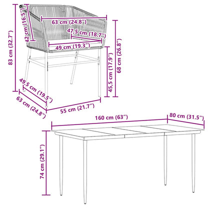 5-Delige Tuinset Met Kussens Poly Rattan Glas 4 160 x 80 x 74 cm Zwart