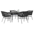 5-delige Tuinset met kussens poly rattan glas zwart