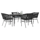 Tuinset 5-delig poly rattan glas zwart